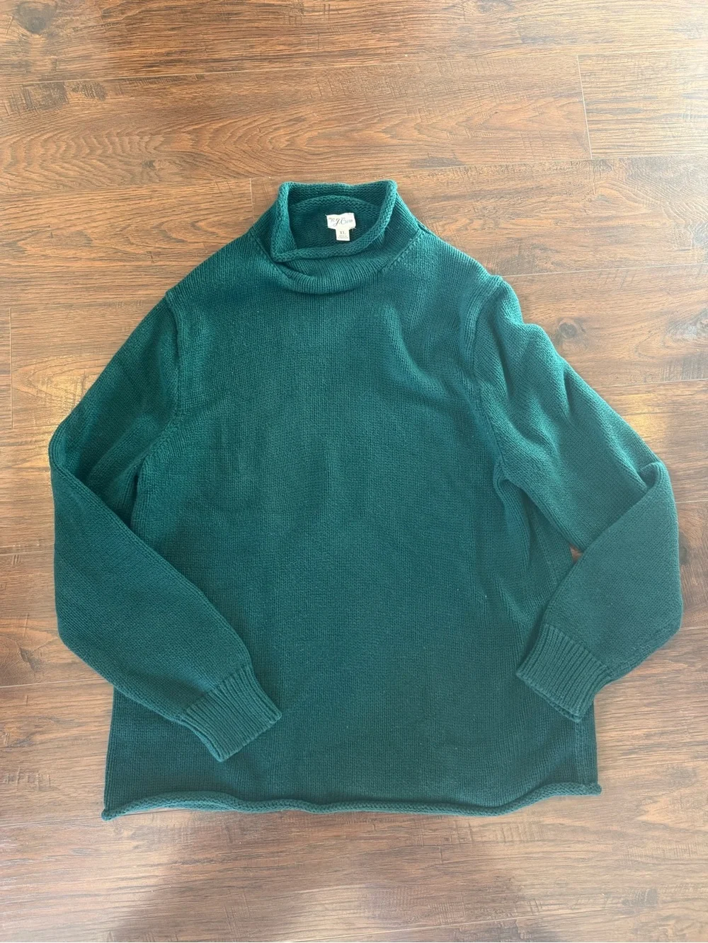 J Crew Hunter Green Roll Neck Sweater